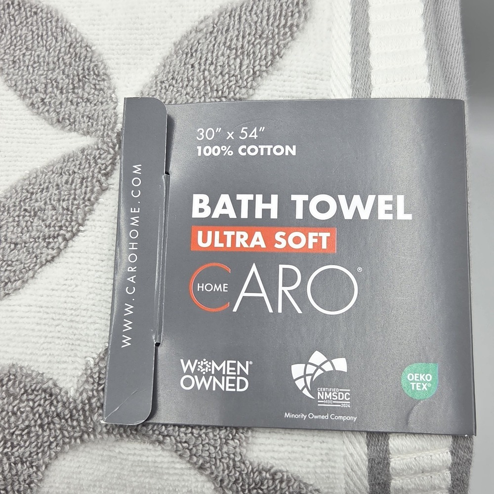 Caro Home 4pc Gray White Daisy Days Raised Floral Bath Towels 30x54 - Picture 3 of 8